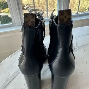 Louis Vuitton Side Zip Star Trail Monogram Ankle Boots Black/White EU 39